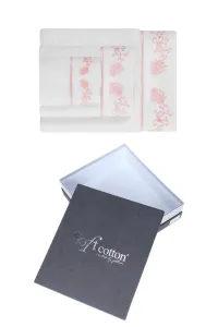 Soft Cotton – Darčeková súprava uterákov a osušky Diara, 3 ks, bielo-ružová výšivka