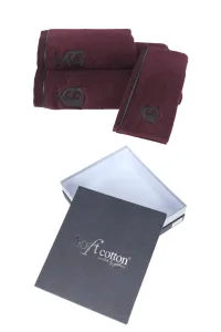Soft Cotton – Darčekové balenie uterákov a osušky Luxury, 3 ks, bordová
