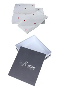Soft Cotton – Darčekové balenie uterákov a osušky Micro Love, 3 ks, bielo-červené srdiečka