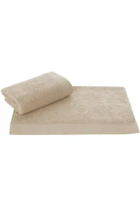Soft Cotton – Darčeková súprava uterák a osuška Leaf, 2 ks, béžová