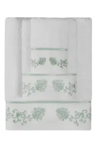 Soft Cotton Malý uterák Diara 30 × 50 cm, biely – mentolová výšivka