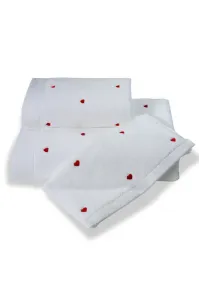 Soft Cotton Osuška Micro love 75 × 150 cm, biela – červené srdiečka