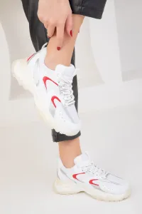 Soho White-Silver-Red Women's Sneaker 18109 #8792714