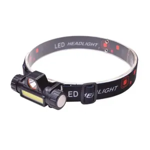 Solight LED čelové nabíjacie svietidlo 3 W + COB150 + 120 lm Li-Ion USB