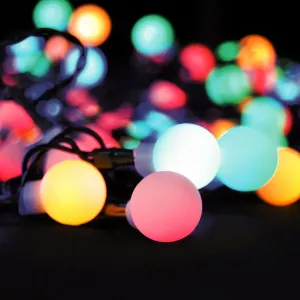 LED 2 v 1, vonkajšia vianočná reťaz, gule, diaľkový ovládač, 100 LED, RGB + biela, 10 m+5 m, 8 funkcií, IP44