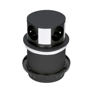 Solight Solight predlžovací prívod, 4 zásuvky, čierny, 1,5m, výsuvný blok zásuviek, kruhový tvar