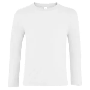 SOL'S Detské tričko s dlhým rukávom Imperial - Biela | 10 rokov (130/140)