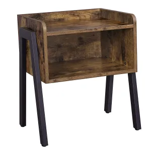 VASAGLE Kovový nočný stolík hnedý 42x52 cm