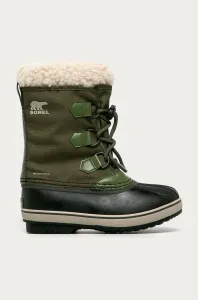 Sorel YOUTH PAC NYLON WP Detská zimná obuv, tmavo zelená, veľkosť 33