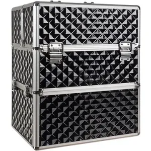 Soulima 22529 Dvojdielny kozmetický kufrík 42,5 × 35 × 24,5 cm, čierno-strieborná