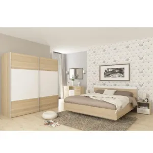 Spálňový komplet (posteľ 160x200 cm), dub sonoma/biela, GABRIELA NEW