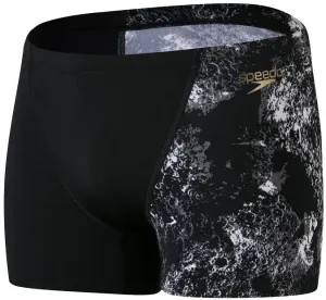 Pánske plavky speedo allover v-cut aquashort black/usa charcoal/white