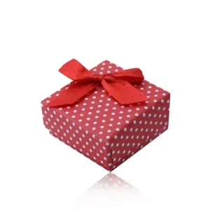 Červená darčeková krabička na prsteň alebo náušnice, biele bodky, mašlička #4737336