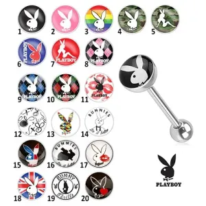 Oceľový piercing do jazyka - rôzne motívy Playboy - Symbol: PB17
