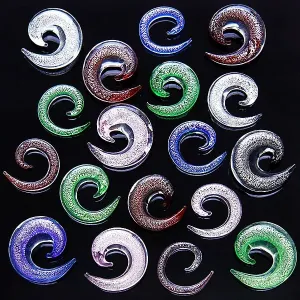 Expander do ucha - farebná sklenená špirála, gumičky - Hrúbka piercingu: 13 mm, Farba: Číra - ružová