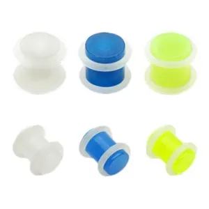 Plug do ucha z akrylu - priehľadný s gumičkami - Hrúbka: 10 mm, Farba piercing: Neónová zelená