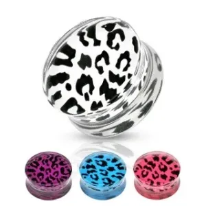 Sedlový plug z akrylu - leopardí vzor, rôzne farby a veľkosti - Hrúbka: 16  mm, Farba: Biela