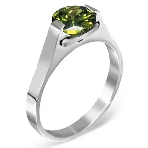 Oceľový prsteň - zelený mesačný kameň 
