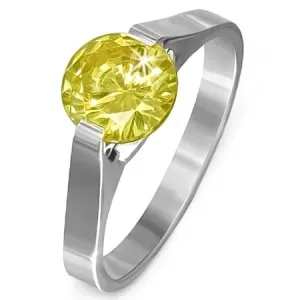 Prsteň z ocele - kameň v žltej farbe 