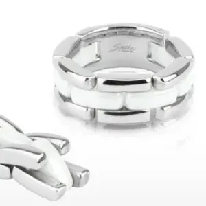 Trojradový oceľovo - keramický prsteň, flexibilný - Veľkosť: 56 mm