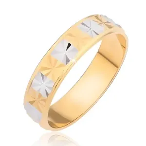 Lesklý prsteň - obdĺžniky s diamantovým rezom - Veľkosť: 58 mm