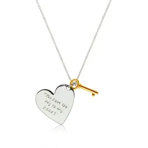 Strieborný náhrdelník 925 - srdce s nápisom 