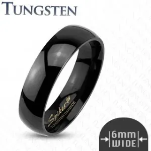 Tungstenový hladký čierny prsteň, 6 mm - Veľkosť: 62 mm