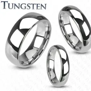 Tungstenový prsteň - hladká lesklá obrúčka striebornej farby, 8 mm - Veľkosť: 64 mm