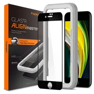 Tvrdené sklo Spigen AlignMaster FC pre Apple iPhone SE 20/SE 22/8/7, čierne AGL01294