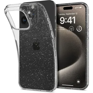 Apple iPhone 15 Pro Max, Silikónové puzdro, Spigen Liquid Crystal Glitter, priehľadné