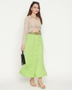 Dámska zelená midi sukňa - Oblečenie