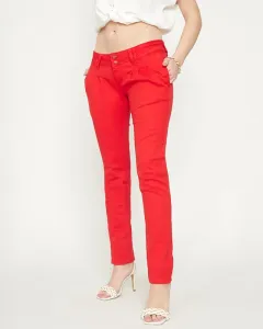 Dámske červené nohavice s nízkym pásom - Oblečenie #4081636