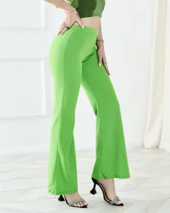 Zelené dámske široké nohavice do zvonu - Oblečenie