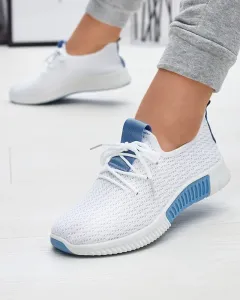Biela dámska športová obuv s modrými vložkami Kedeti - Obuv