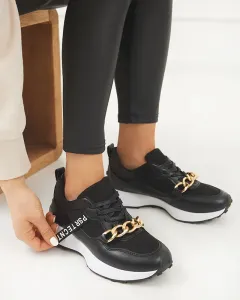 Čierne dámske športové topánky so zlatou retiazkou Nerika - Obuv