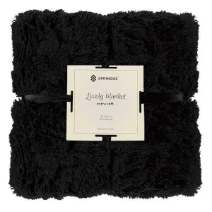 SPRINGOS Obojstranná vlnená deka 160x200cm - čierna