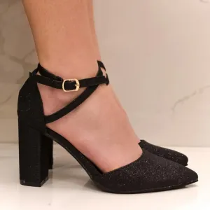 Dámske čierne trblietavé sandále GARVILA
