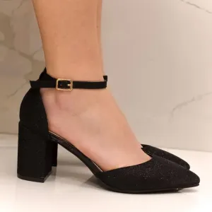 Dámske čierne trblietavé sandále JENNIE