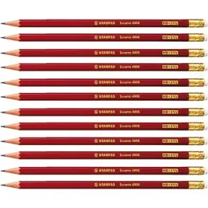 STABILO Swano, červená ceruzka s gumou, 12 ks