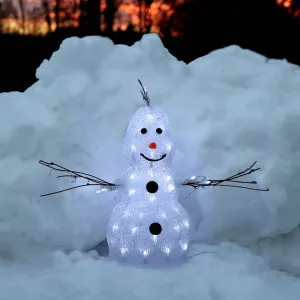 Malá LED figúrka Krištáľový snehuliak pre exteriér