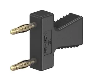 Staubli 63.9354-21 Test Connector, Jumper, Double 2Mm Plugs, Single 2Mm Jack, Gold Plated, Black