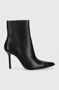Kožené členkové topánky Steve Madden Iyanna dámske, čierna farba, na vysokom podpätku, SM11002278 #9080162