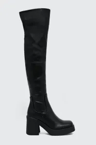 Vysoké čižmy Steve Madden Seasons dámske, čierna farba, na platforme, #8588860