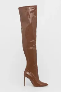 Vysoké čižmy Steve Madden Vava Boot dámske, hnedá farba, na vysokom podpätku, #178540