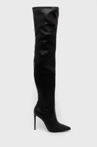 Vysoké čižmy Steve Madden Vava dámske, čierna farba, na vysokom podpätku, #8368427