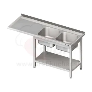 Umývací stôl s priestorom pre podstolovú umývačku, dvojdrez – ĽAVÝ 2200mm