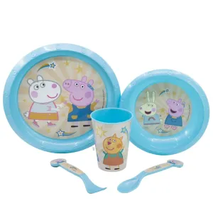 STOR - Detský plastový riad Peppa Pig (tanier, miska, pohár, príbor), 52815