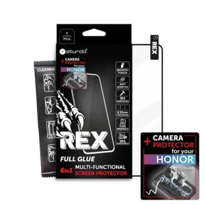 Ochranné sklo celotvárové + Ochranné sklo na kameru Honor 90 Lite, Sturdo Rex, čierne
