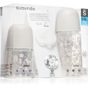 Suavinex Sada Fľaša 270 ml + fľaša 150 ml + cumlík celosilikonový 0/6m + klip - fox