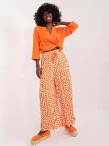 Oranžovo-biele voľné vzorované nohavice SUBLEVEL - L